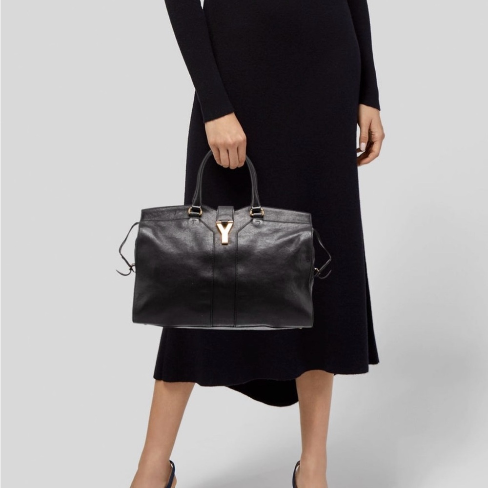 Yves Saint Laurent Cabas Chyc Large Black Leather Tote Bag